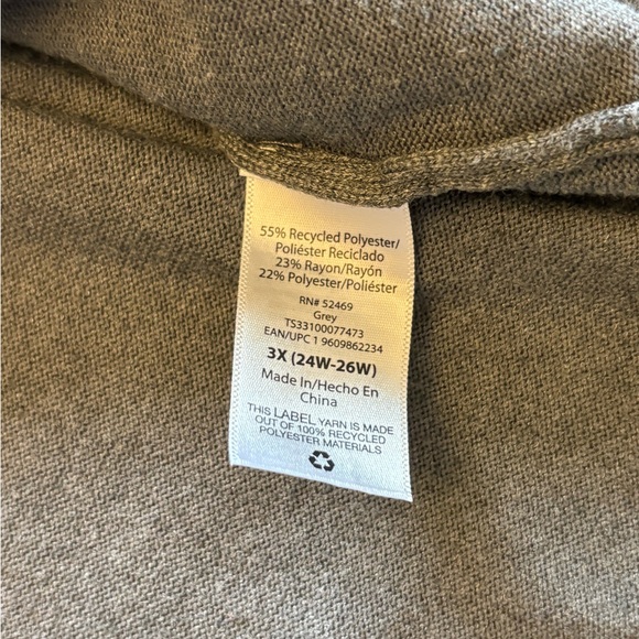 Terra & Sky 3X Charcoal Long Open Front Cardigan Duster - Picture 4 of 9